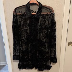 Long Sleeve Sheer Beaded Cover
